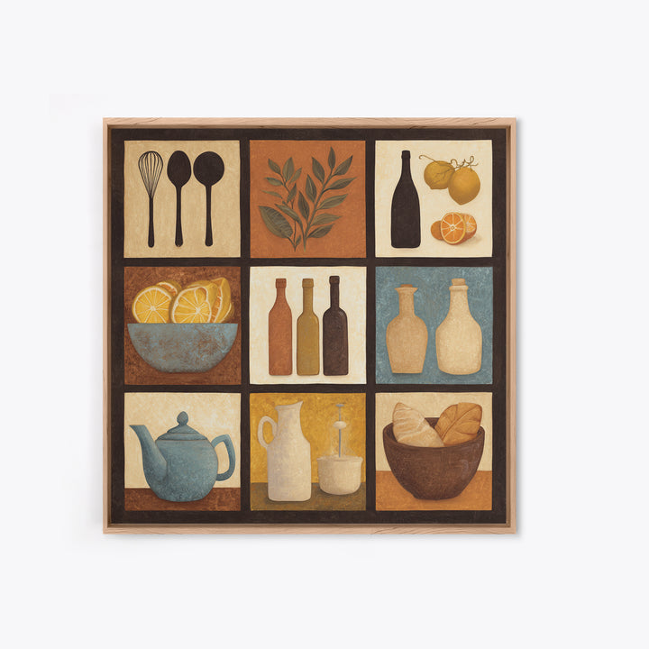 Kitchen Utensil Silhouettes Framed Canvas Print, Kitchen Art, Luxury Decor, Kitchen Decor, Abstract Art, Kitchen, Art Prints, KIT-1x1-93