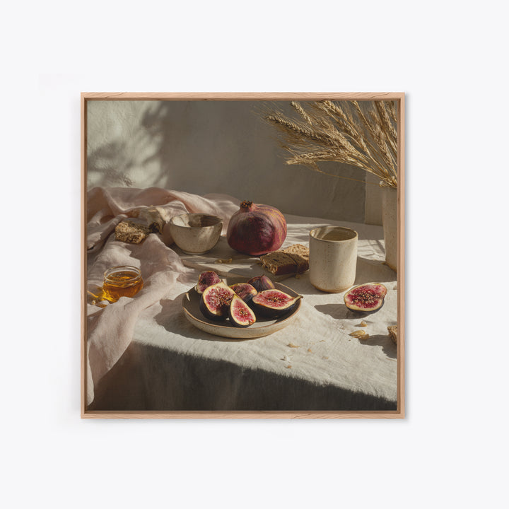 Figs Pomegranates and Linen Composition Canvas Print, Kitchen Art, Kitchen Art Print, Kitchen Decor, Abstract Art, Kitchen, KIT-1x1-94