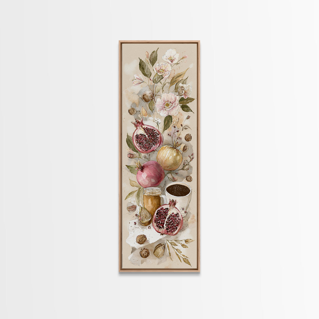 Figs Pomegranates and Linen Composition Canvas Print, Kitchen Art, Modern Art, Kitchen Decor, Abstract Art, Kitchen, KIT-1x3-10
