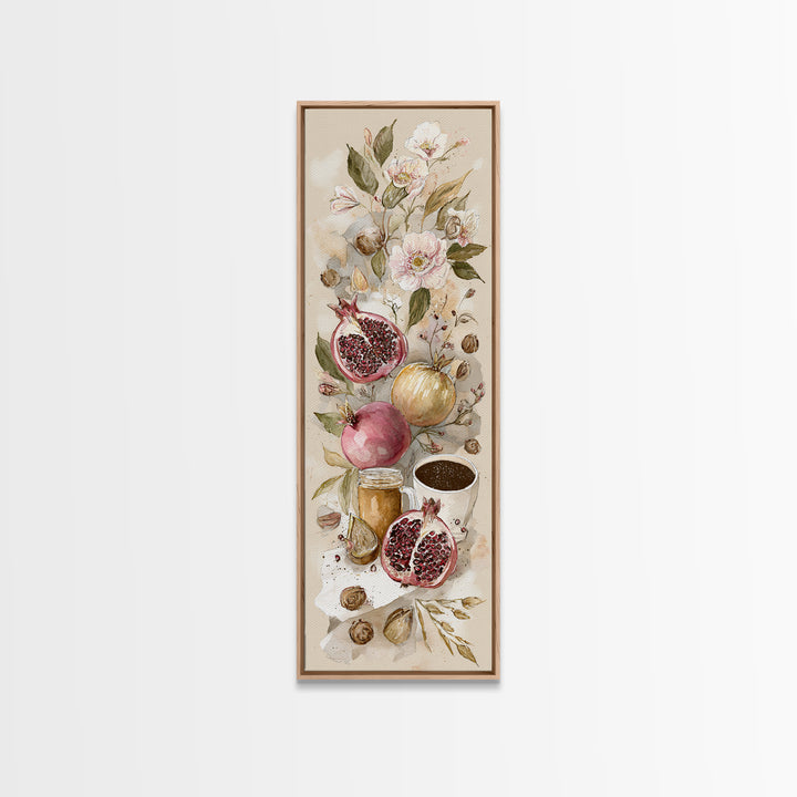 Figs Pomegranates and Linen Composition Canvas Print, Kitchen Art, Modern Art, Kitchen Decor, Abstract Art, Kitchen, KIT-1x3-10