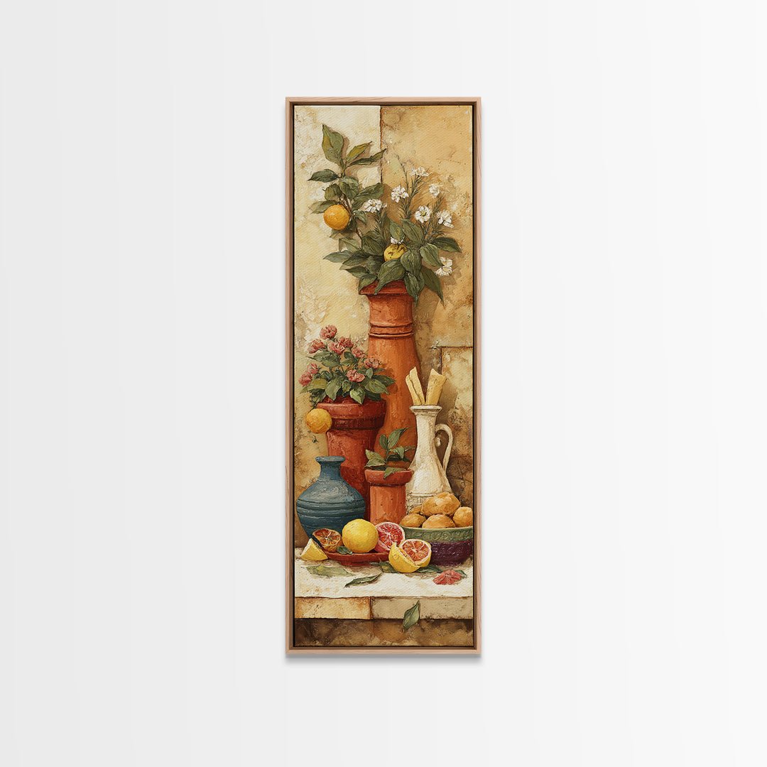 Fresh Herbs in Terracotta Pots Canvas Print, Kitchen Art, Statement Artwork, Kitchen Decor, Fine Art, Kitchen, Wall Decor, KIT-1x3-13
