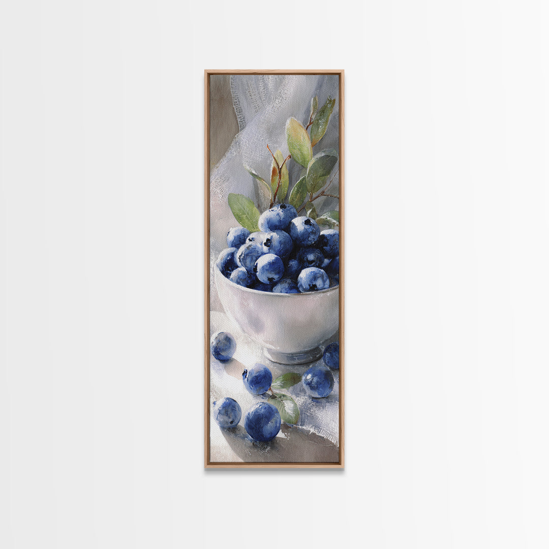 Blueberries in a White Bowl Canvas Print, Kitchen Art, Contemporary Art, Kitchen Decor, Fine Art, Kitchen, Kitchen Wall Art, KIT-1x3-7