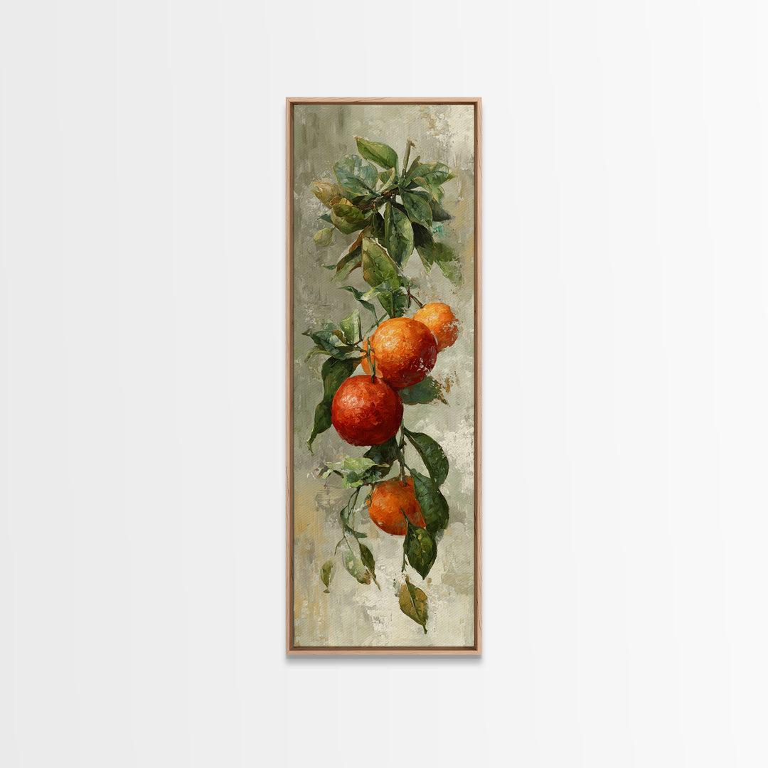 Orange Citrus Botanical Branch Framed Canvas Print, Kitchen Art, Minimalist Wall Art, Kitchen Decor, Fine Art, Kitchen, KIT-1x3-71
