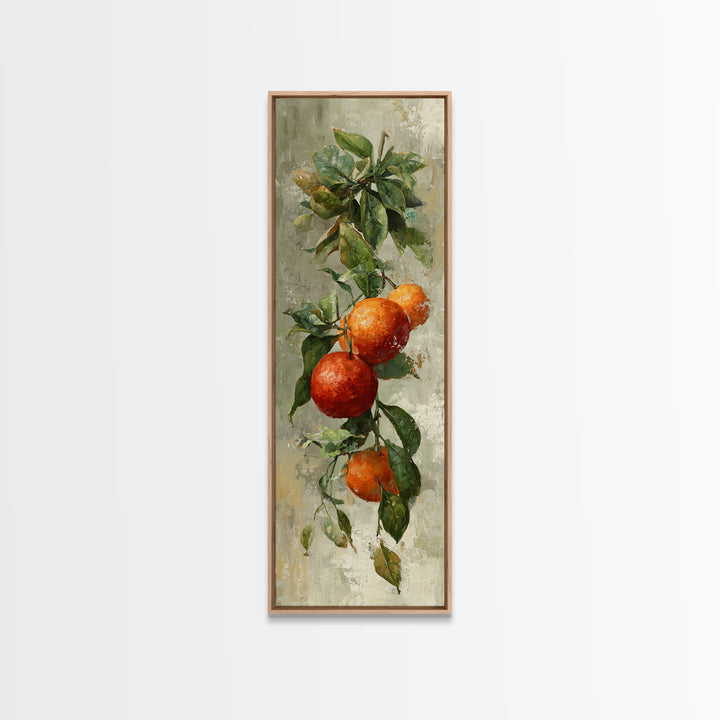 Orange Citrus Botanical Branch Framed Canvas Print, Kitchen Art, Minimalist Wall Art, Kitchen Decor, Fine Art, Kitchen, KIT-1x3-71