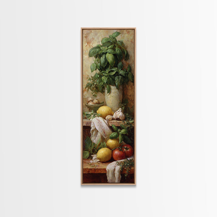 Pasta Lemons and Basil Mediterranean Still Life Canvas Print, Kitchen Art, Art Print, Kitchen Decor, Fine Art, Kitchen, KIT-1x3-77