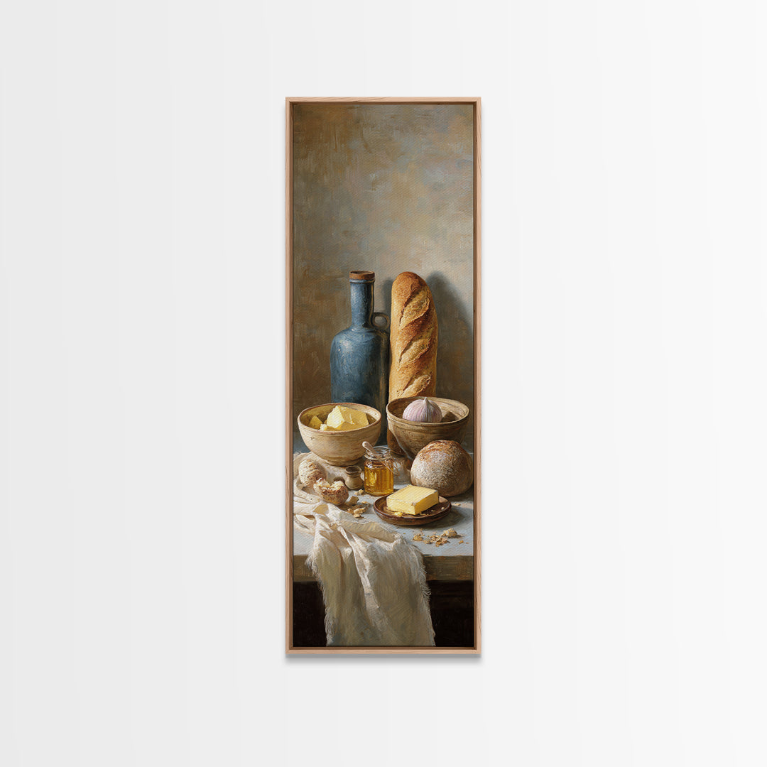 Fresh Bread with Butter and Honey Canvas Print, Kitchen Art, Bar Cart Decor, Kitchen Decor, Fine Art, Kitchen, Minimalist Decor, KIT-1x3-78