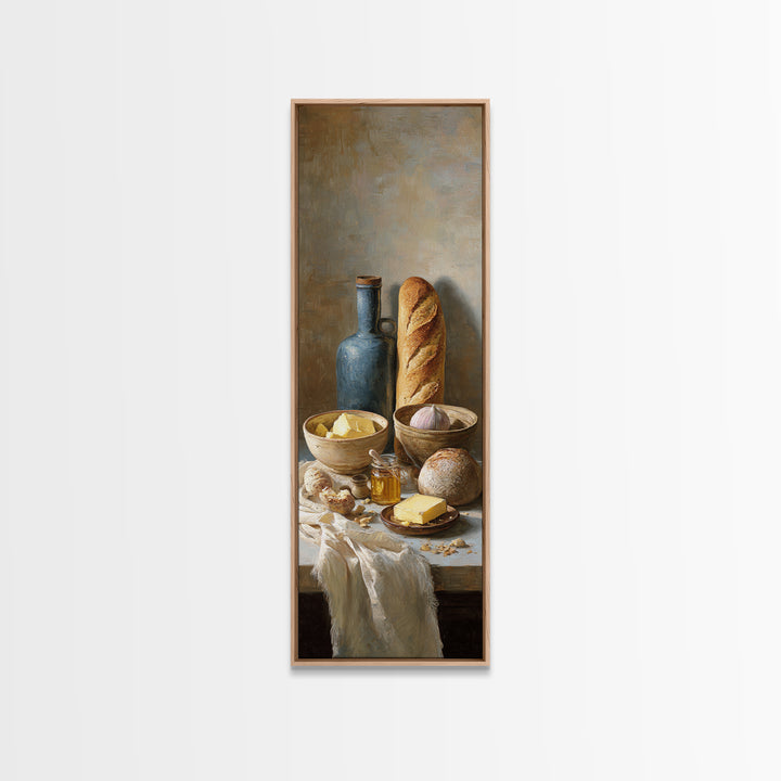 Fresh Bread with Butter and Honey Canvas Print, Kitchen Art, Bar Cart Decor, Kitchen Decor, Fine Art, Kitchen, Minimalist Decor, KIT-1x3-78