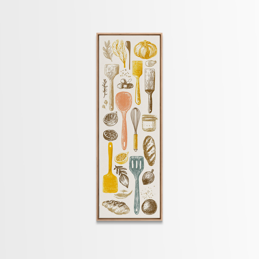 Kitchen Utensil Silhouettes Canvas Print, Kitchen Art, Kitchen Wall Art, Kitchen Decor, Abstract Art, Kitchen, KIT-1x3-81