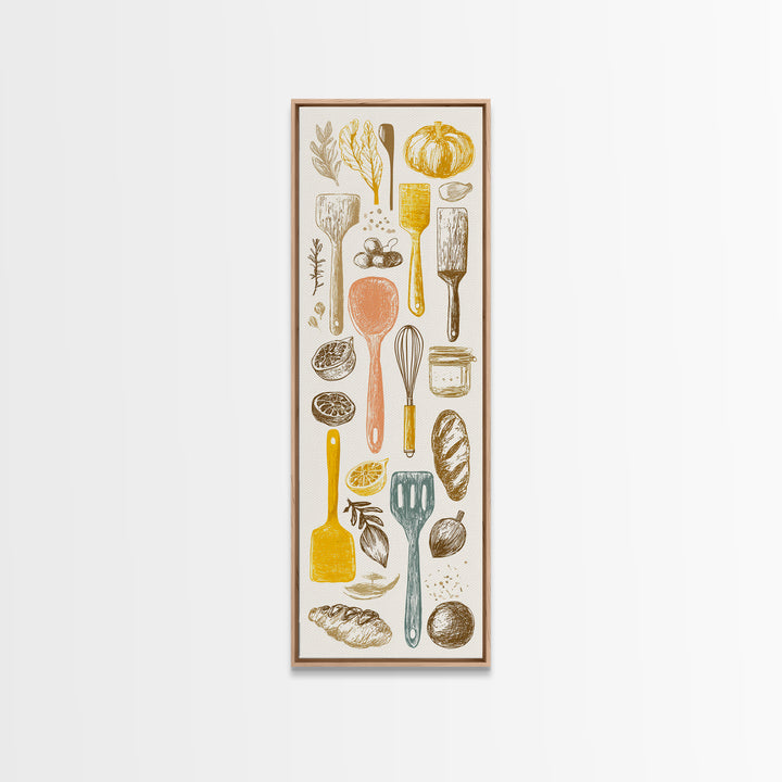 Kitchen Utensil Silhouettes Canvas Print, Kitchen Art, Kitchen Wall Art, Kitchen Decor, Abstract Art, Kitchen, KIT-1x3-81