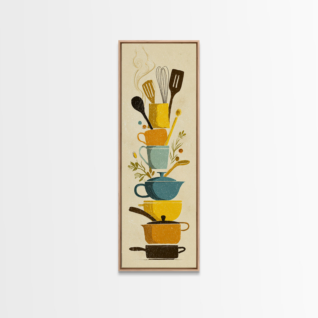 Kitchen Utensil Silhouettes Canvas Print, Kitchen Art, Neutral Decor, Kitchen Decor, Abstract Art, Kitchen, Wall Art, KIT-1x3-9