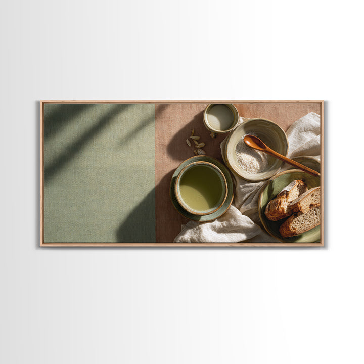 Artichoke Closeup in Painterly Green Tones Framed Canvas Print, Kitchen Art, Fine Art Print, Kitchen Decor, Fine Art, Kitchen, KIT-2x1-16