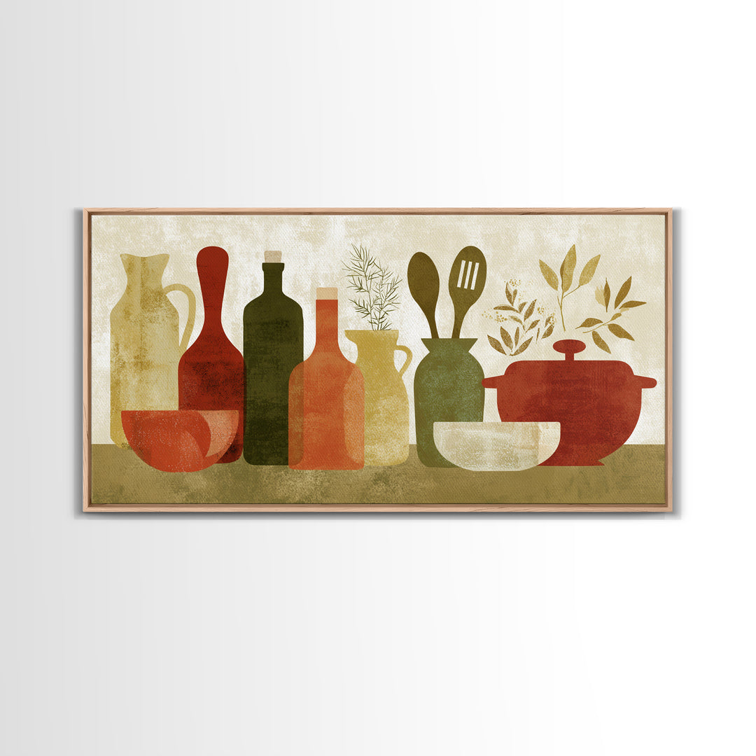 Kitchen Utensil Silhouettes Canvas Print, Kitchen Art, Contemporary Art, Kitchen Decor, Abstract Art, Kitchen, Kitchen Wall Art, KIT-2x1-17