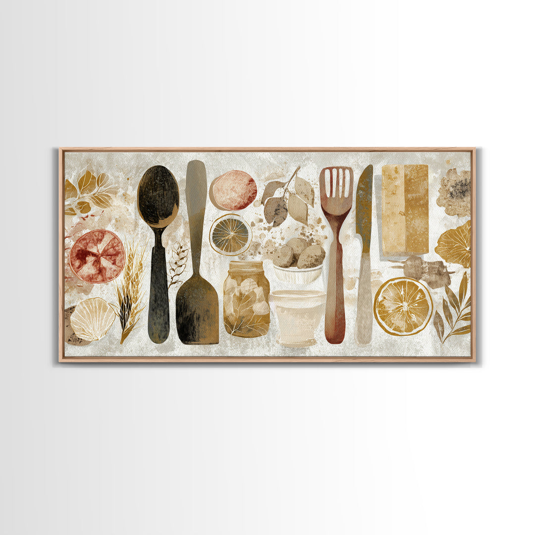 Kitchen Utensil Silhouettes Canvas Print, Kitchen Art, Contemporary Art, Kitchen Decor, Abstract Art, Kitchen, Kitchen Wall Art, KIT-2x1-41
