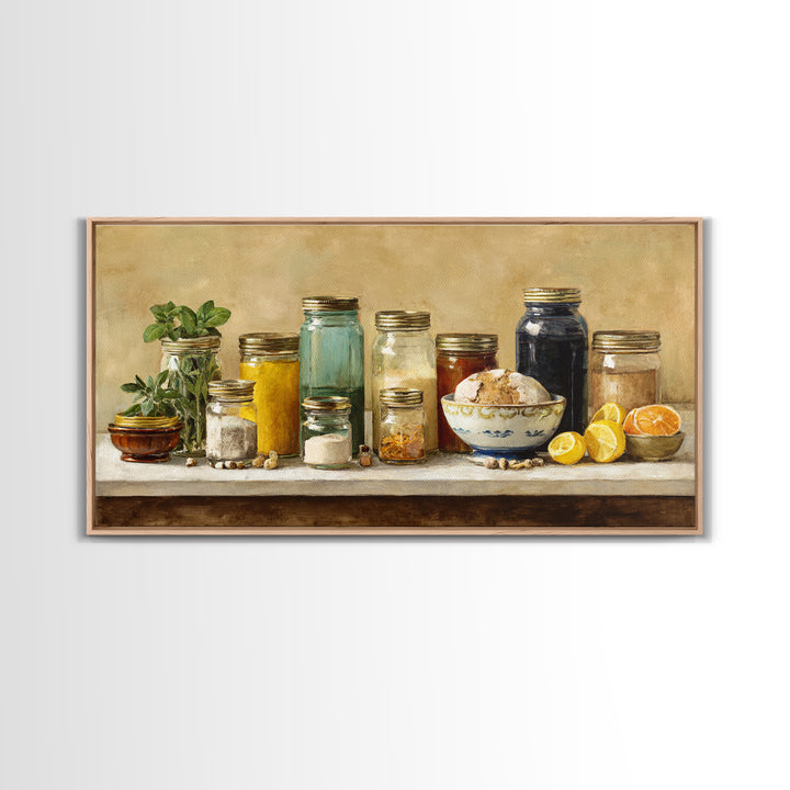 Watercolor Spice Jars Without Readable Labels Canvas Print, Kitchen Art, Kitchen Decor, Kitchen, Kitchen Art Print, KIT-2x1-81