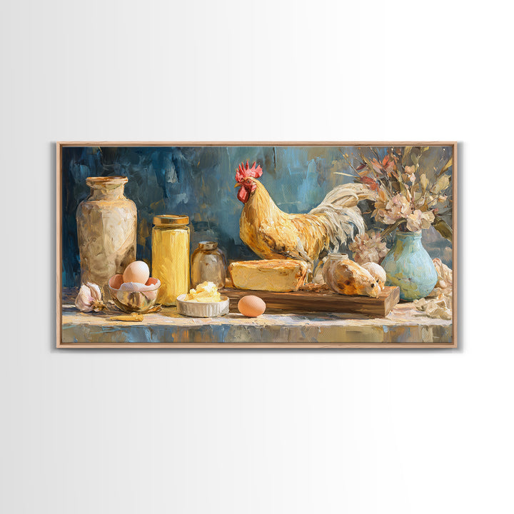 Rooster Portrait for Country Kitchen Charm Framed Canvas Print, Kitchen Art, Kitchen Wall Decor, Kitchen Decor, Kitchen, KIT-2x1-84