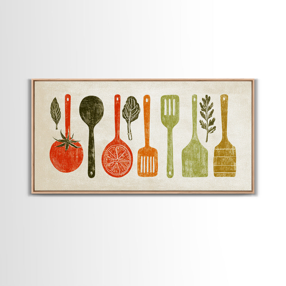 Kitchen Utensil Silhouettes Canvas Print, Kitchen Art, Art Deco, Kitchen Decor, Fine Art, Kitchen, Poster Art, Trendy Wall Art, KIT-2x1-89