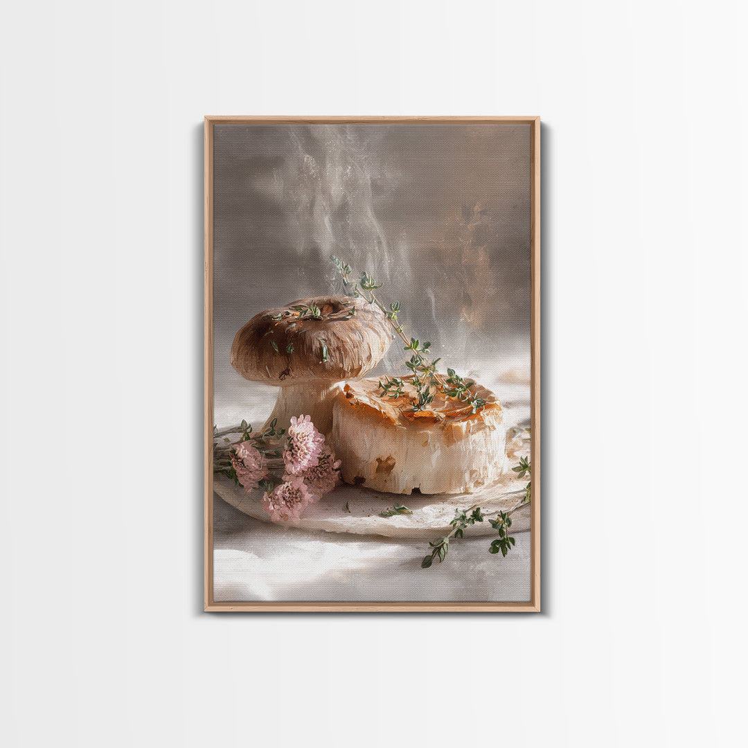 Mushrooms and Thyme Botanical Study Canvas Print, Kitchen Art, Art Print, Kitchen Decor, Fine Art, Kitchen, Art Prints, KIT-2x3-23