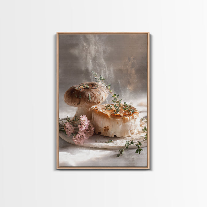 Mushrooms and Thyme Botanical Study Canvas Print, Kitchen Art, Art Print, Kitchen Decor, Fine Art, Kitchen, Art Prints, KIT-2x3-23