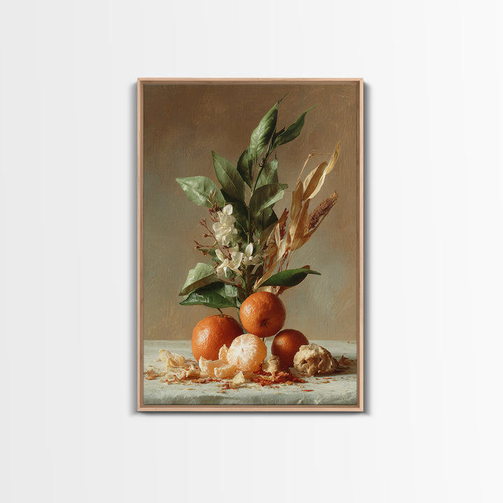 Orange Citrus Botanical Branch Framed Canvas Print, Kitchen Art, Contemporary Art, Kitchen Decor, Kitchen, Kitchen Wall Art, KIT-2x3-43