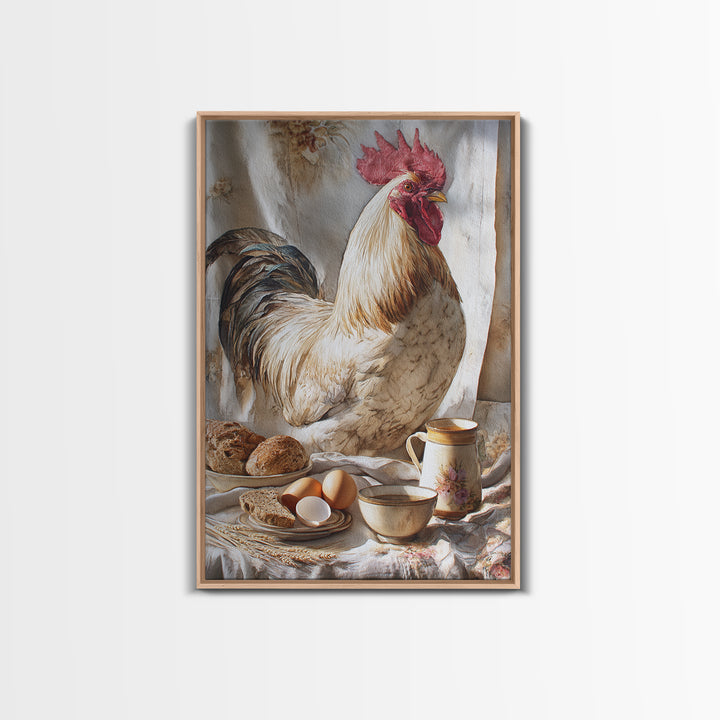 Rooster Portrait for Country Kitchen Charm Framed Canvas Print, Kitchen Art, Boho Decor, Kitchen Decor, Fine Art, Kitchen, KIT-2x3-48
