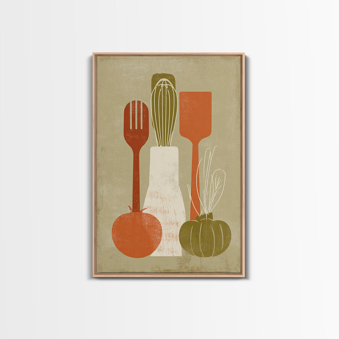 Kitchen Utensil Silhouettes Canvas Print, Kitchen Art, Home Decor, Kitchen Decor, Abstract Art, Kitchen, Digital Print, KIT-2x3-5