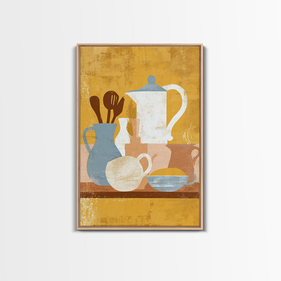 Kitchen Utensil Silhouettes Framed Canvas Print, Kitchen Art, Art Prints, Kitchen Decor, Abstract Art, Kitchen, Modern Art, KIT-2x3-53