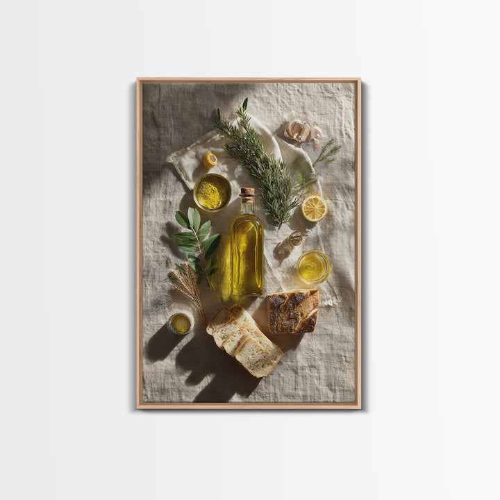 Olive Oil Bottle and Rosemary Branch Canvas Print, Kitchen Art, Printable Wall Art, Kitchen Decor, Fine Art, Kitchen, KIT-2x3-61