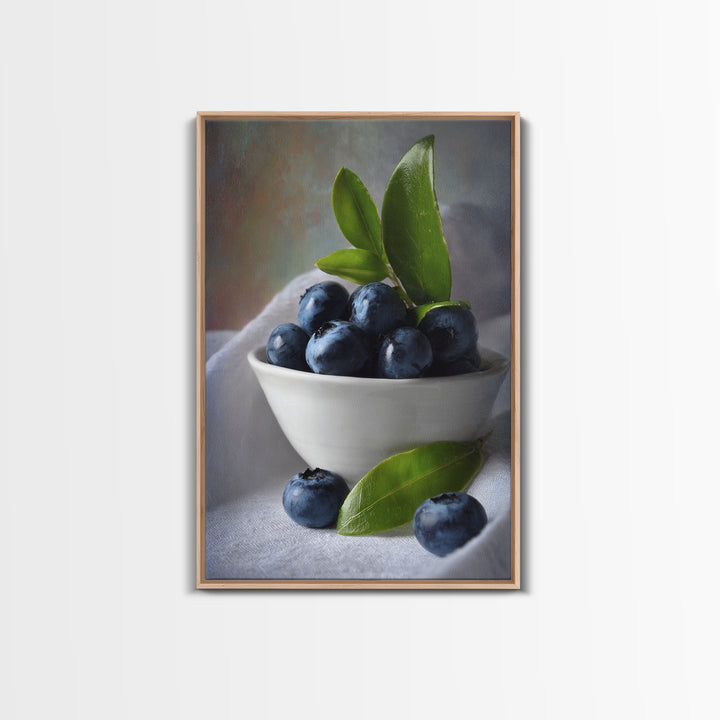 Blueberries in a White Bowl Canvas Print, Kitchen Art, Kitchen Wall Art, Kitchen Decor, Fine Art, Kitchen, Dining Room Wall Art, KIT-2x3-99