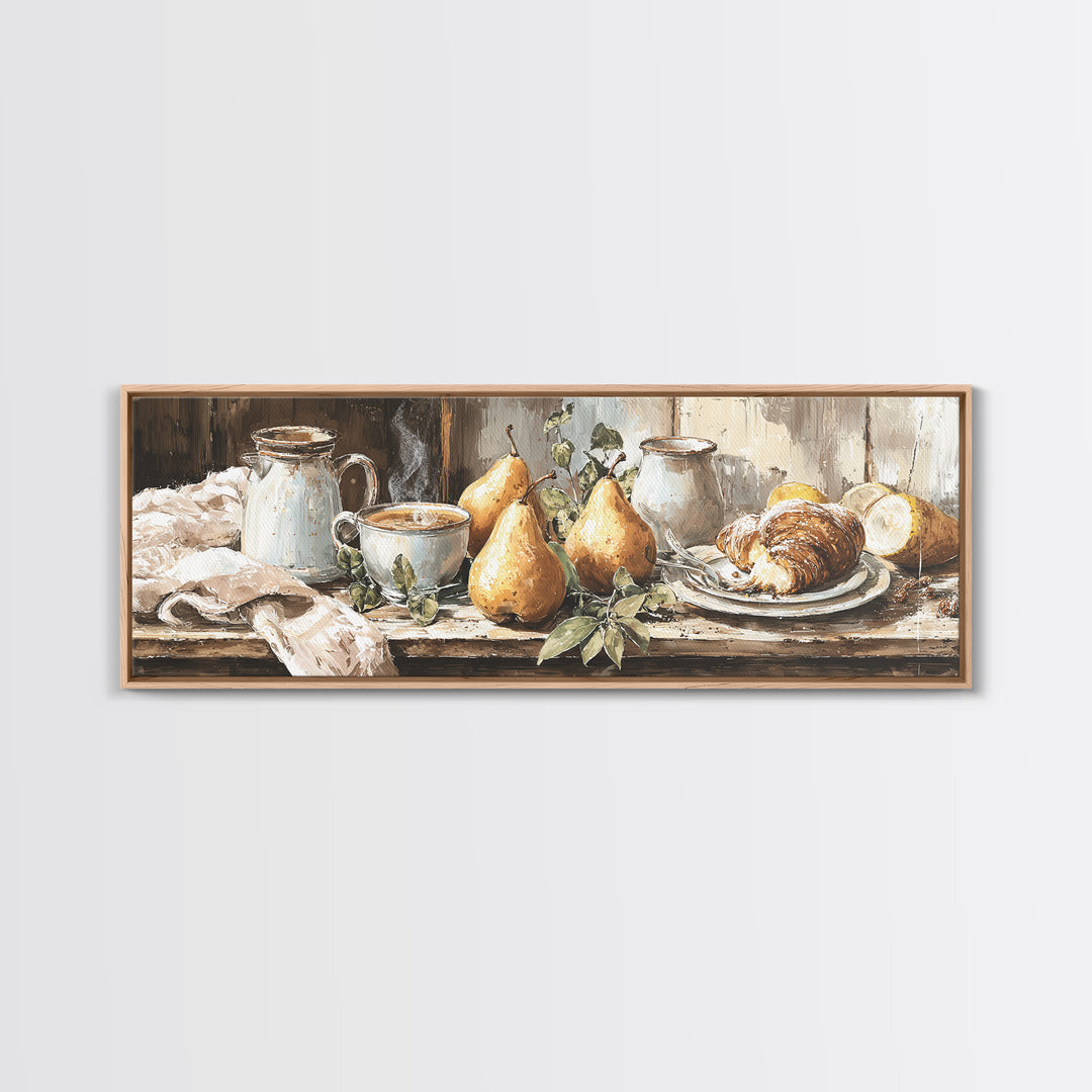Farmhouse Pears on a Wooden Board Framed Canvas Print, Kitchen Art, Digital Print, Kitchen Decor, Kitchen, Kitchen Print, KIT-3x1-1