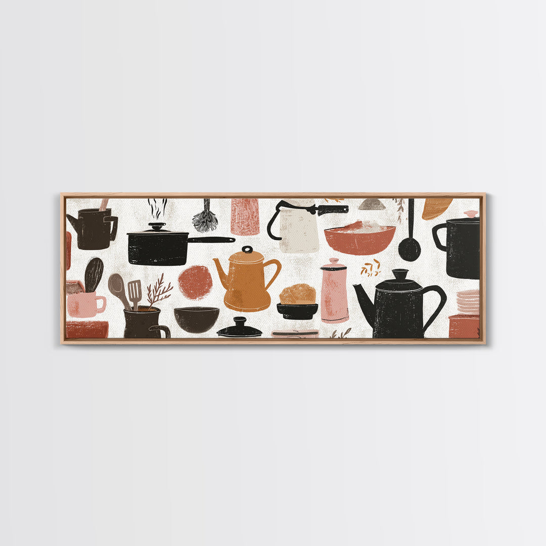 Kitchen Utensil Silhouettes Canvas Print, Kitchen Art, Art Deco, Kitchen Decor, Fine Art, Kitchen, Poster Art, Trendy Wall Art, KIT-3x1-13