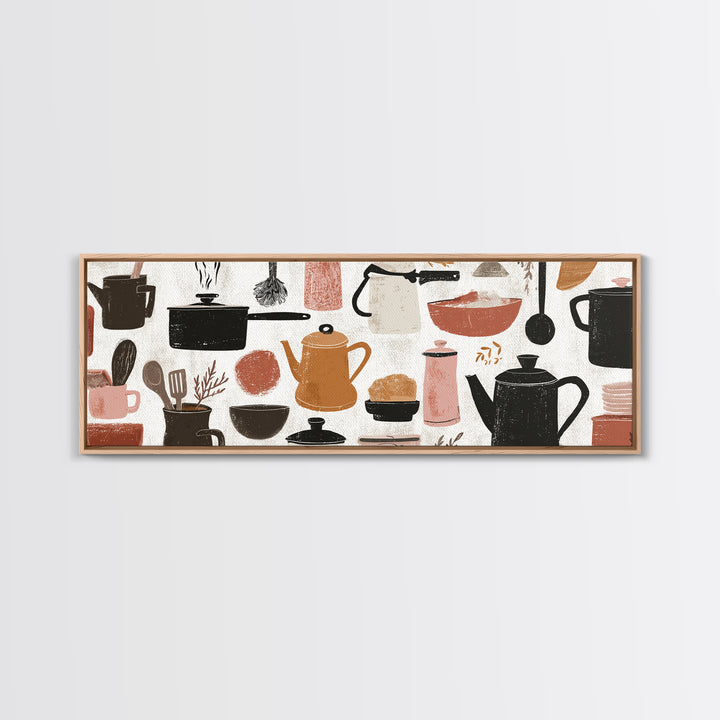 Kitchen Utensil Silhouettes Canvas Print, Kitchen Art, Art Deco, Kitchen Decor, Fine Art, Kitchen, Poster Art, Trendy Wall Art, KIT-3x1-13
