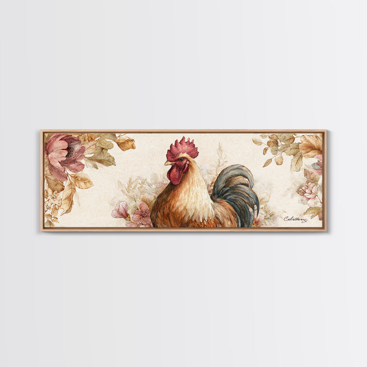 Rooster Portrait for Country Kitchen Charm Framed Canvas Print, Kitchen Art, Kitchen Art Print, Kitchen Decor, Kitchen, KIT-3x1-32