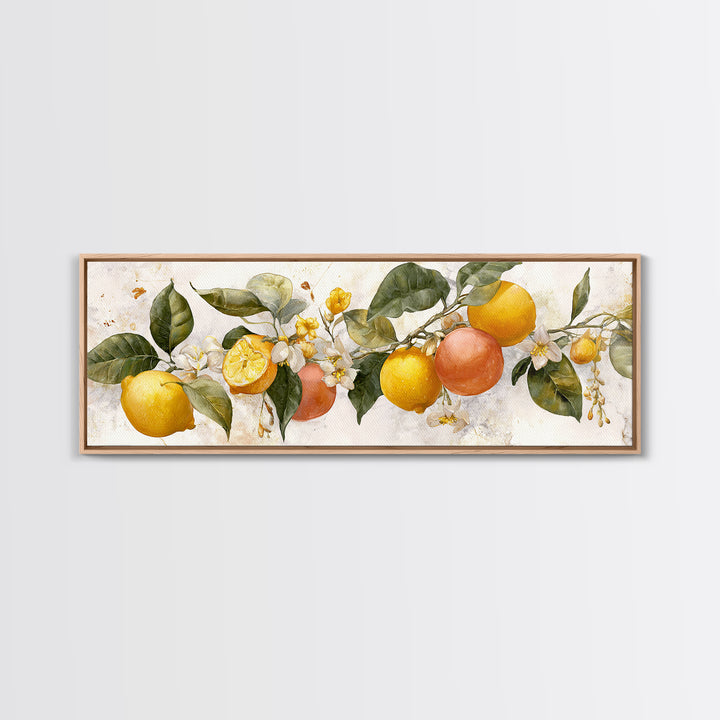 Orange Citrus Botanical Branch Framed Canvas Print, Kitchen Art, Kitchen Decor, Oil Painting, Kitchen, Kitchen Wall Decor, KIT-3x1-51