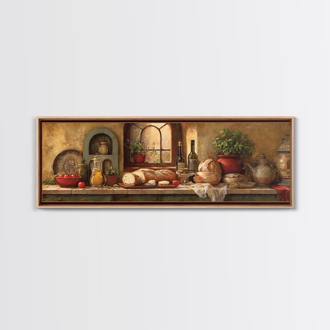 Fresh Bread with Butter and Honey Framed Canvas Print, Kitchen Art, Kitchen Wall Art, Kitchen Decor, Fine Art, Kitchen, KIT-3x1-58