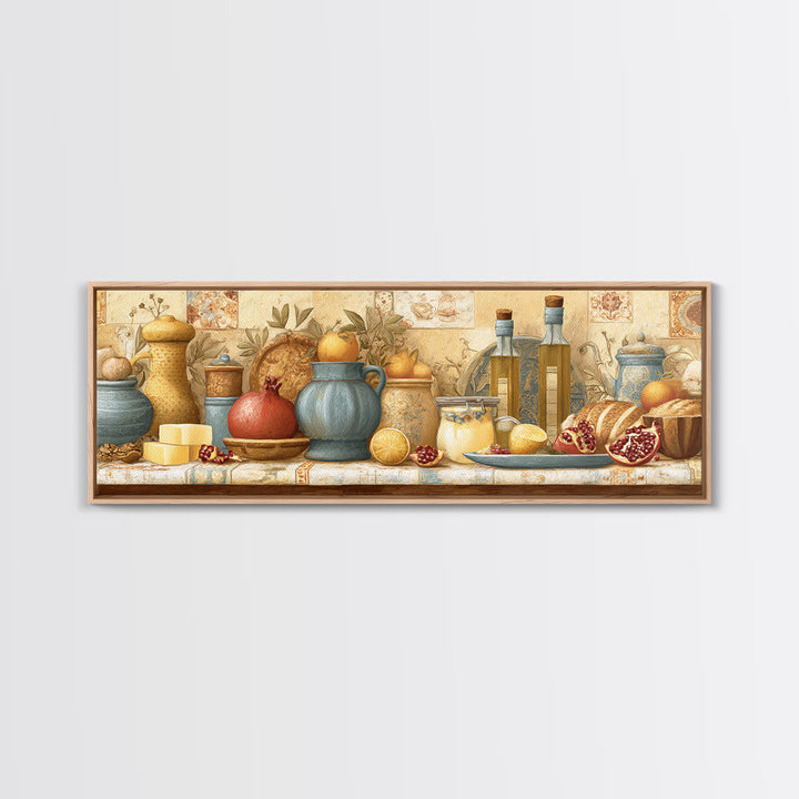 Figs Pomegranates and Linen Composition Canvas Print, Kitchen Art, Gallery Decor, Kitchen Decor, Fine Art, Kitchen, KIT-3x1-62