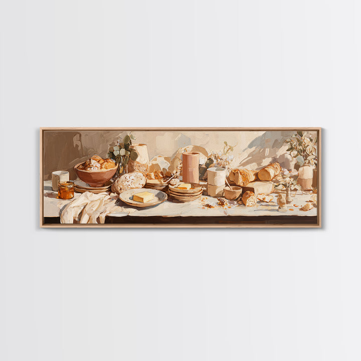 Fresh Bread with Butter and Honey Framed Canvas Print, Kitchen Art, Kitchen Wall Art, Kitchen Decor, Fine Art, Kitchen, KIT-3x1-82
