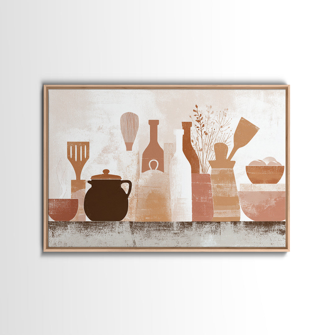 Kitchen Utensil Silhouettes Canvas Print, Kitchen Art, Kitchen Wall Art, Kitchen Decor, Abstract Art, Kitchen, KIT-3x2-1