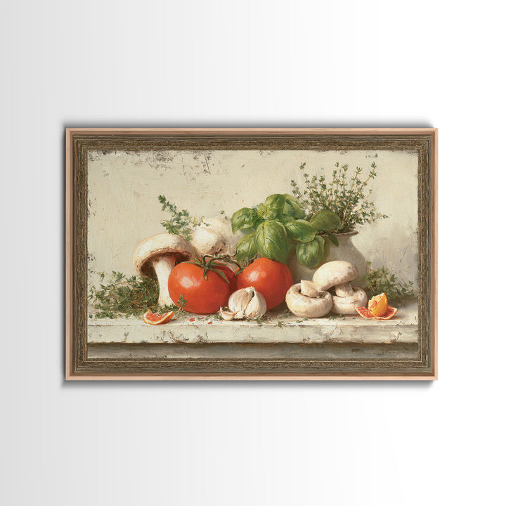 Mushrooms and Thyme Botanical Study Canvas Print, Kitchen Art, Kitchen Art Print, Kitchen Decor, Fine Art, Kitchen, KIT-3x2-43