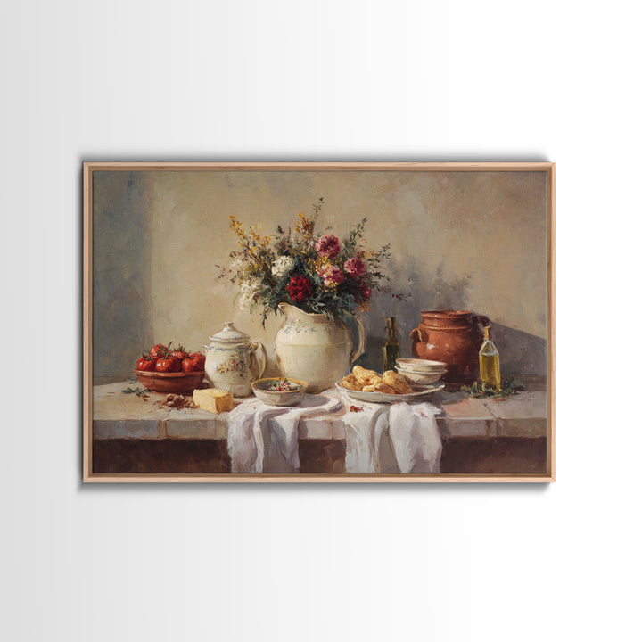 Floral Bouquet in a Kitchen Pitcher Canvas Print, Kitchen Art, Kitchen Decor, Kitchen, Kitchen Art Print, Bar Cart Decor, KIT-3x2-52