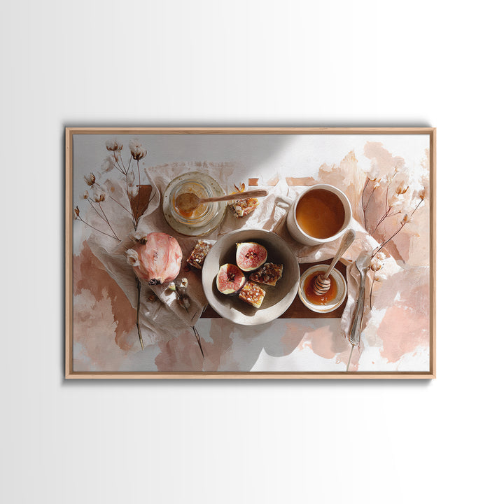 Figs Pomegranates and Linen Composition Canvas Print, Kitchen Art, Coffee Art, Kitchen Decor, Fine Art, Kitchen, Fine Art Print, KIT-3x2-98
