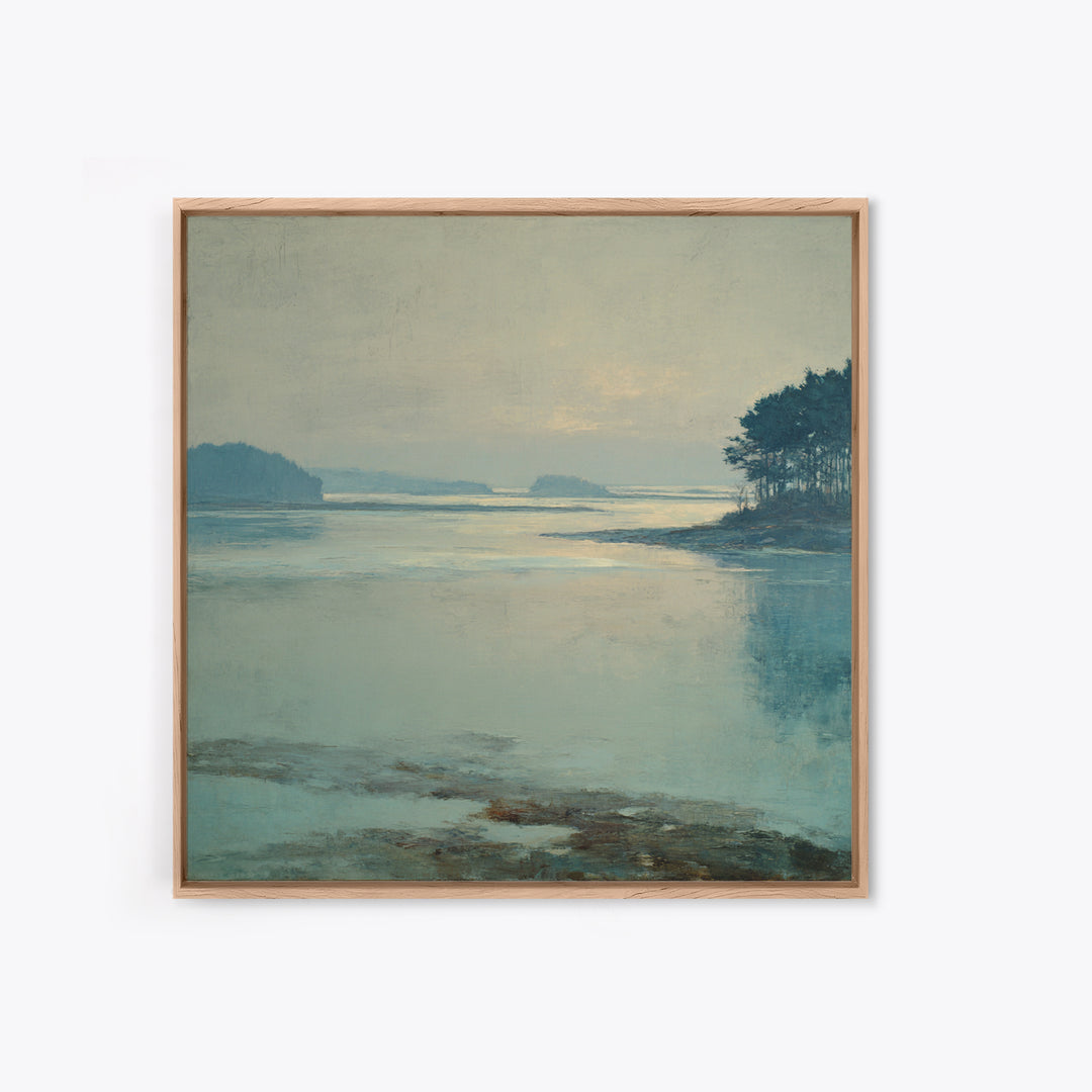 Fjord Landscape with Icy Blue Water Canvas Print, Landscape Art, Digital Print, Living Room Decor, Fine Art, Horizon, LAN-1x1-15
