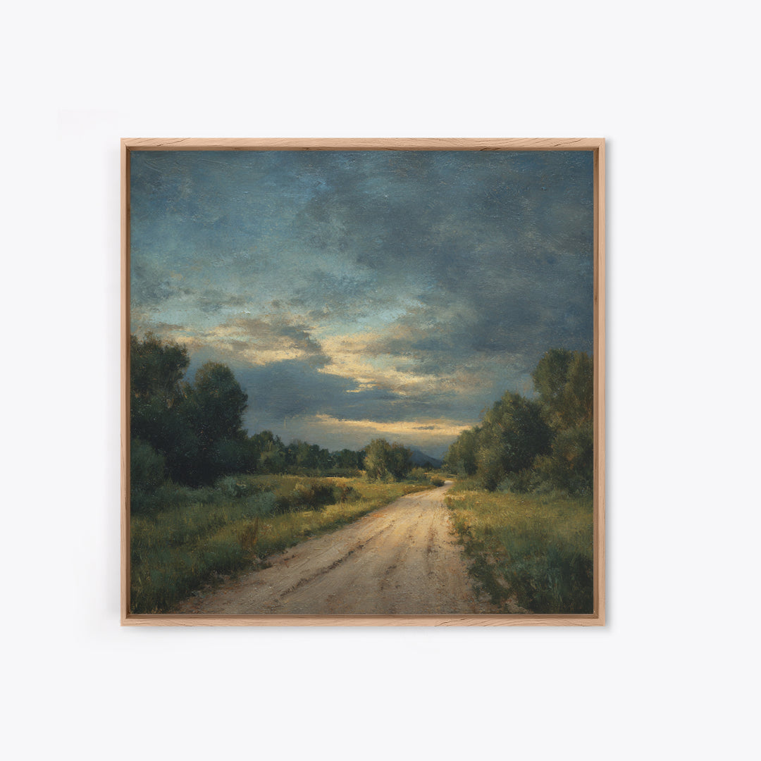 Old Country Road Canvas Print, Landscape Art, Art Prints, Living Room Decor, Horizon, Abstract Wall Art, Boho Wall Art, LAN-1x1-20