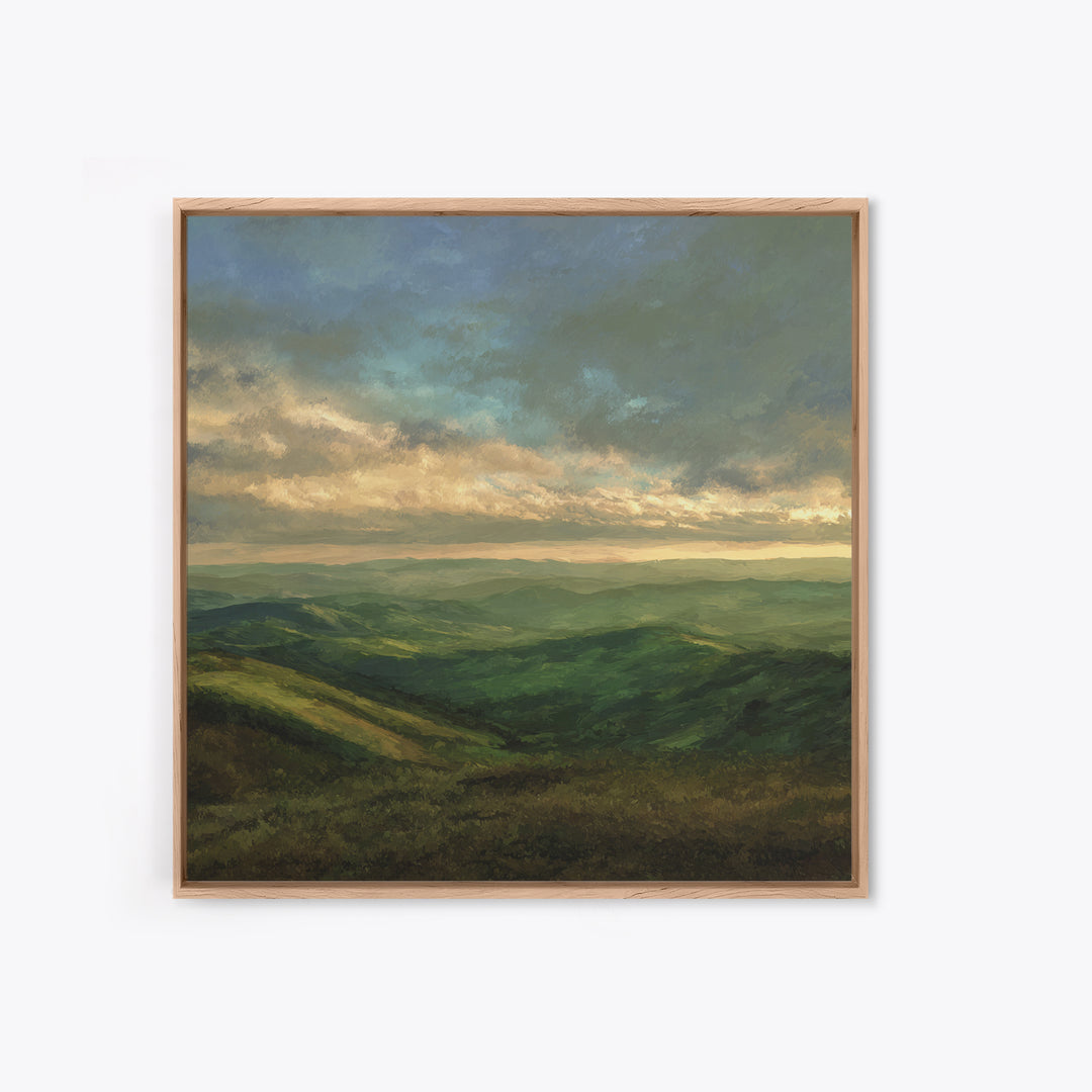 Rolling Green Hills Canvas Print, Landscape Art, Floral Wall Art, Living Room Decor, Fine Art, Horizon, Minimalist Decor, LAN-1x1-30