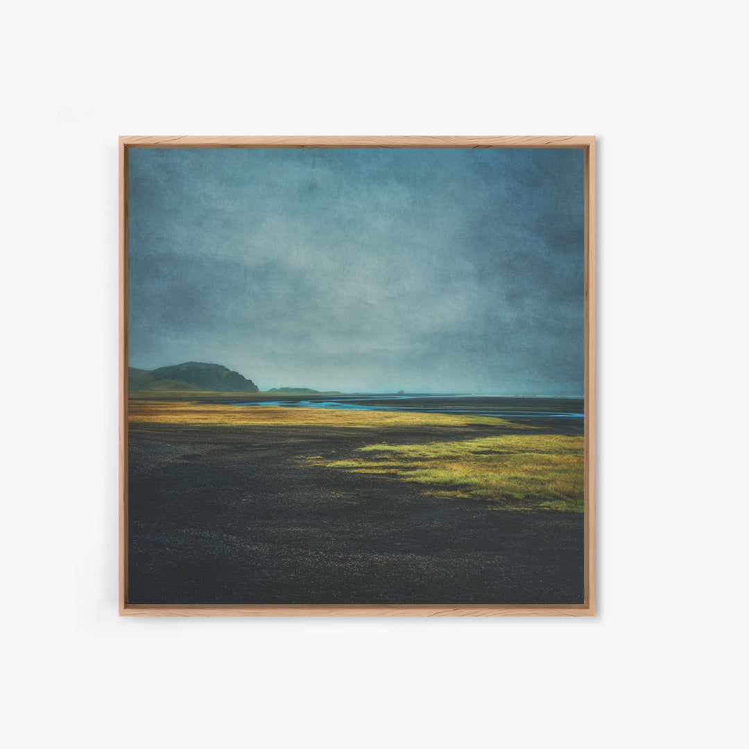 Volcanic Black Beach Framed Canvas Print, Landscape Art, Gallery Decor, Living Room Decor, Fine Art, Horizon, Wall Art, LAN-1x1-38