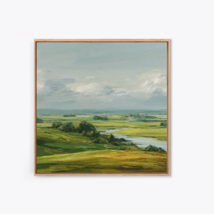 Rolling Green Hills Canvas Print, Landscape Art, Floral Wall Art, Living Room Decor, Fine Art, Horizon, Minimalist Decor, LAN-1x1-54