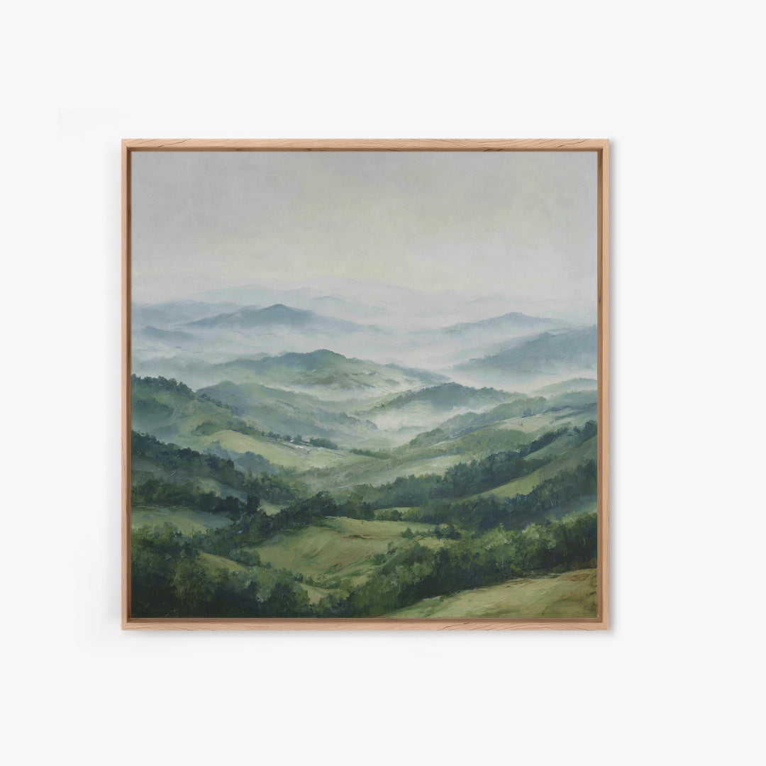 Rolling Green Hills Framed Canvas Print, Landscape Art, Wall Art Print, Living Room Decor, Fine Art, Horizon, Boho Decor, LAN-1x1-6