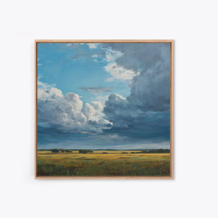 Storm Clouds over an Open Prairie Canvas Print, Landscape Art, Decor, Living Room Decor, Oil Painting, Horizon, LAN-1x1-99