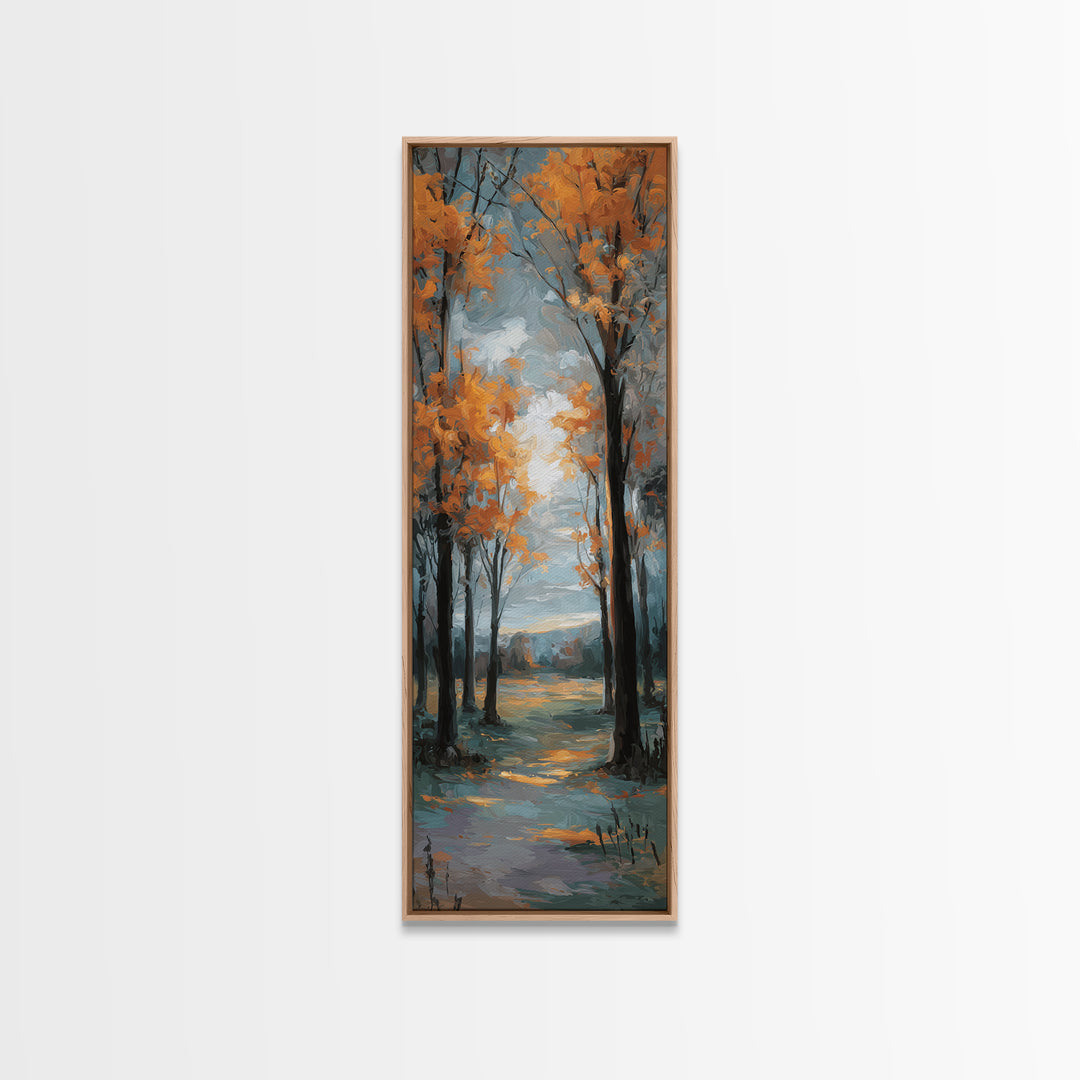 Autumn Forest Path Canvas Print, Landscape Art, Luxury Decor, Living Room Decor, Fine Art, Horizon, Digital Art, LAN-1x3-21