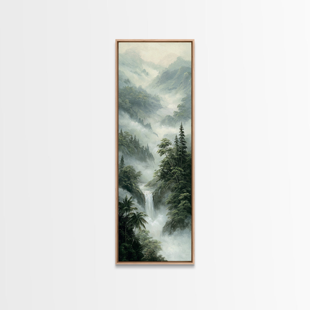 Tropical Jungle Waterfall Canvas Print, Landscape Art, Digital Prints, Living Room Decor, Fine Art, Horizon, Farmhouse Decor, LAN-1x3-28