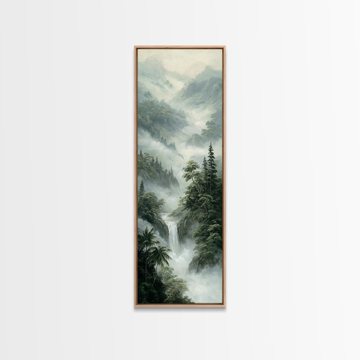Tropical Jungle Waterfall Canvas Print, Landscape Art, Digital Prints, Living Room Decor, Fine Art, Horizon, Farmhouse Decor, LAN-1x3-28